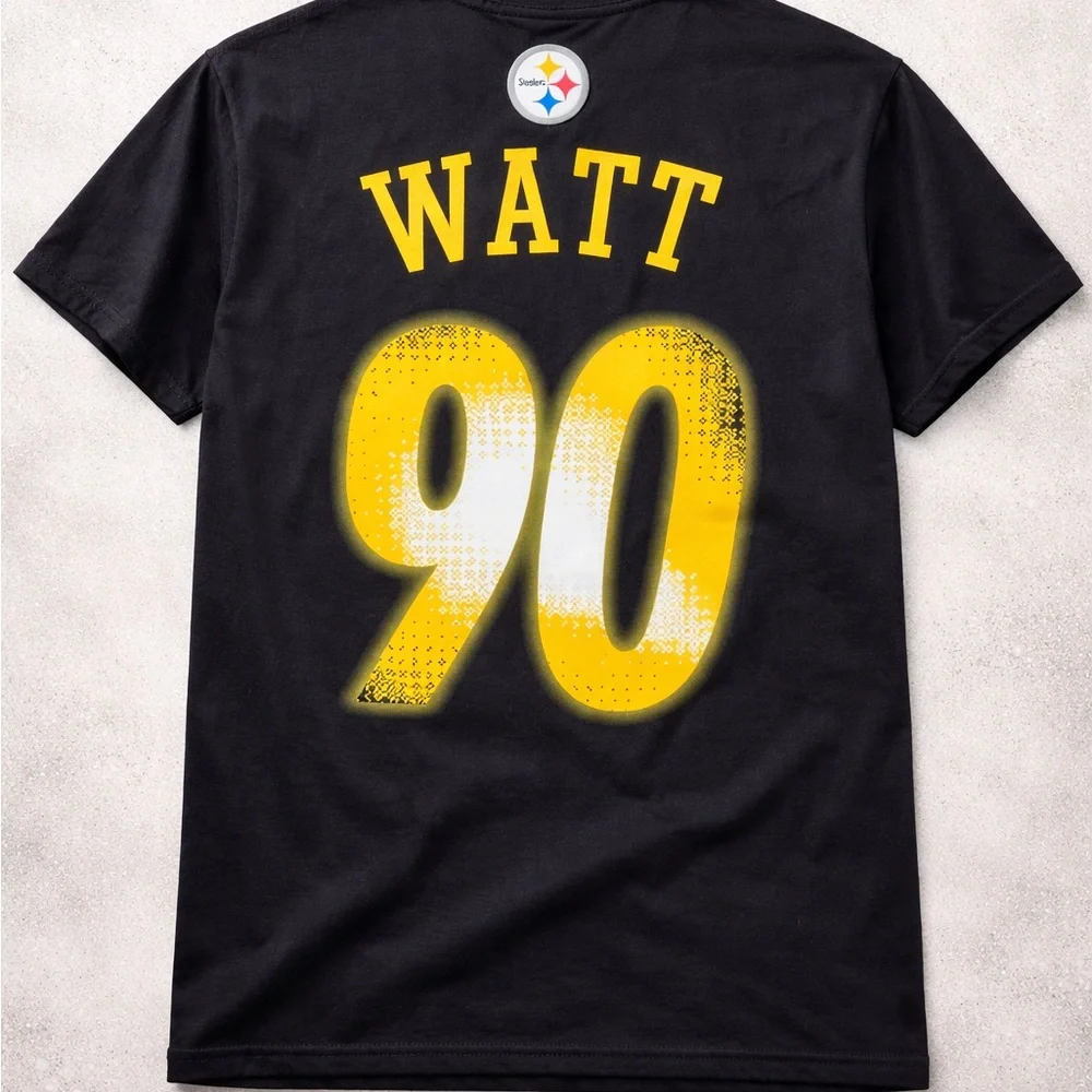 NFL Pittsburgh Steelers TJ Watt #90 Youth T-Shirt NWT Black Football Tee - Picture 2 of 4